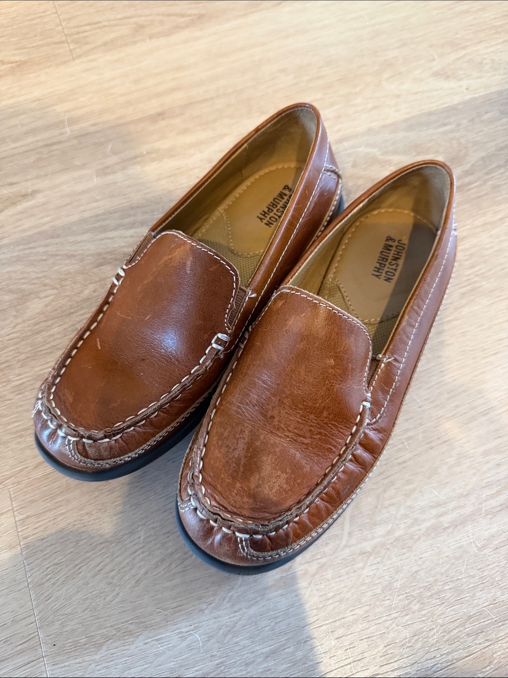 Johnston & Murphy Cognac Leather Slip-On Loafers